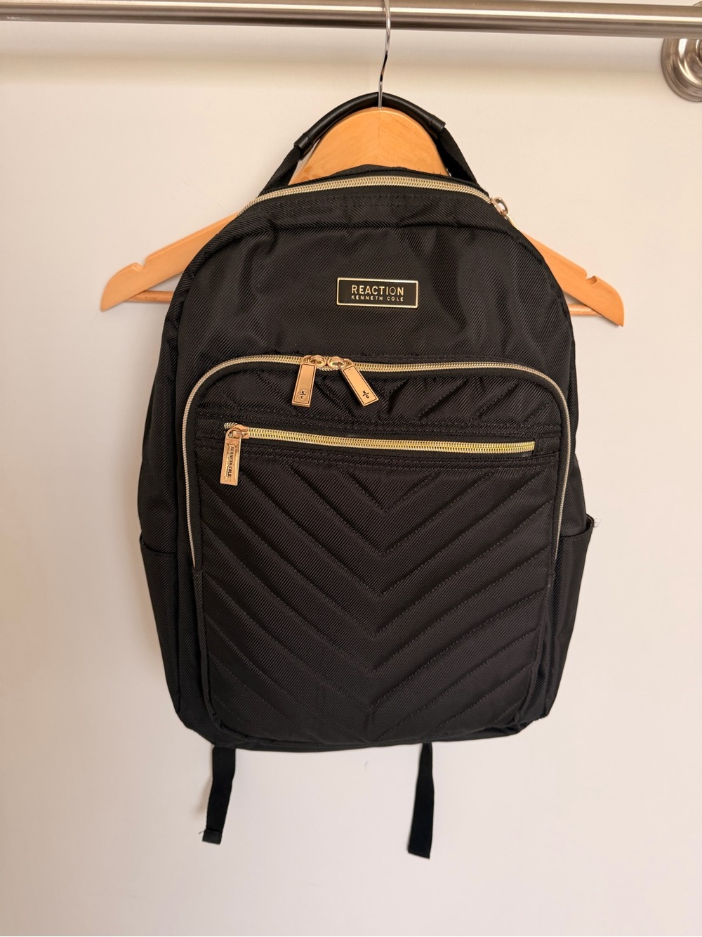 Kenneth Cole Reaction Black Backpack with Gold Accents